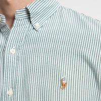 Polo Ralph Lauren icon logo custom fit stripe oxford shirt in green/white (Authentic)